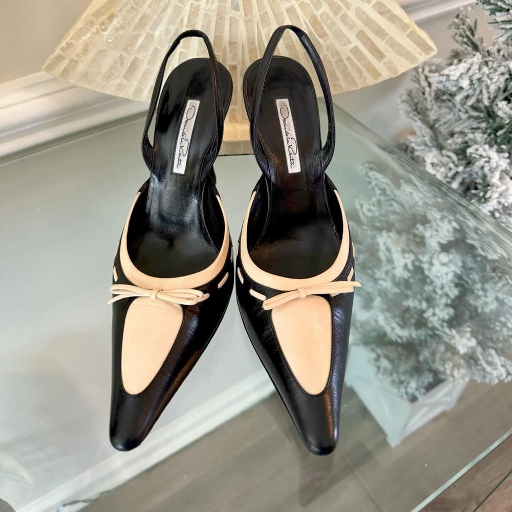 Oscar De La Renta - Vintage Black&Cream Slingback Heels